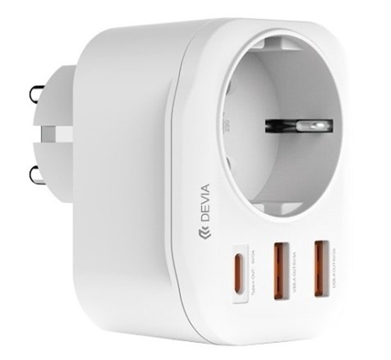 Picture of Devia Power socket PD charger 20W USB-C 2x USB 3A