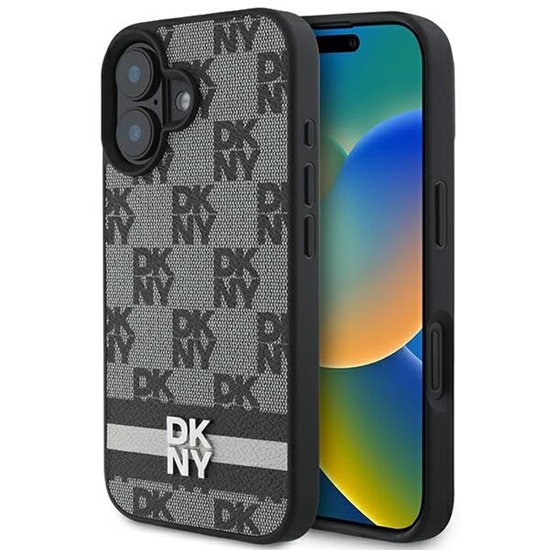 Picture of DKNY Checkered Pattern & Printed Stripes Back Case for Apple iPhone 16