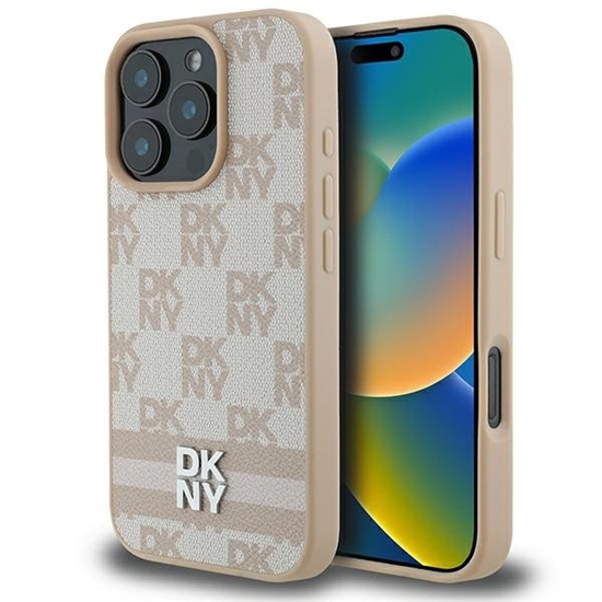 Picture of DKNY Checkered Pattern & Printed Stripes Back Case for Apple iPhone 16 Pro
