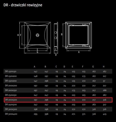 Изображение Dospel Drzwiczki rewizyjne DR plastikowe 200x300mm 007-1245