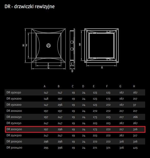 Picture of Dospel Drzwiczki rewizyjne DR plastikowe 200x300mm 007-1245