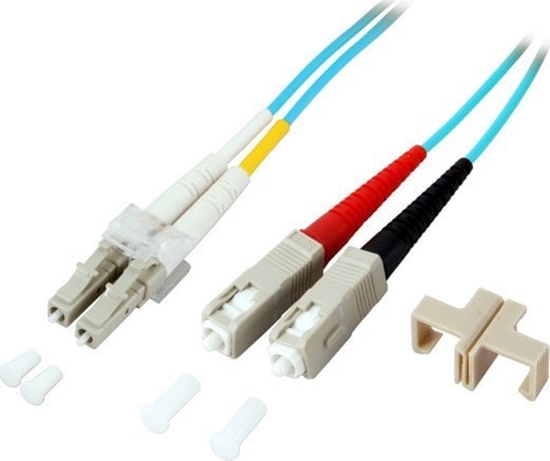 Picture of EFB LWL Kabel Duplex Jumper LC-SC 50/125 OM3 1 Meter LSZH bezhalogenowy woda 2.0mm sprawdzony z protokoem pomiarowym