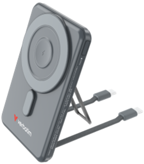 Изображение Enerģijas krātuve Verbatim Charge n Go 5000mAh Magnetic Wireless Charging Grey - 2 cables