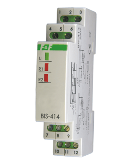 Picture of F&F Przekanik bistabilny BIS-414i sekwencyjny na szyn DIN 1-funk230V lub 24V AC/DC, I=2x16A InRush 160A/20ms styk 2x1P zaciski rubowe 1 modu