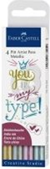 Picture of Faber-Castell Zestaw Pitt Artist Pen Handlettering 4szt. w etui odcienie metalicyne