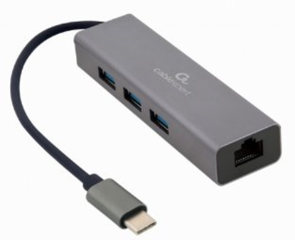Attēls no Gembird USB-C Gigabit network adapter with 3-port USB 3.1 hub