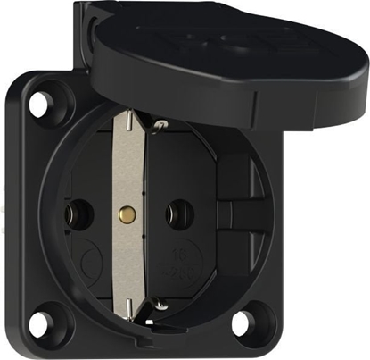 Attēls no Gniazdo tablicowe jednofazowe SCHUKO 16A IP65 czarne 105-0ss