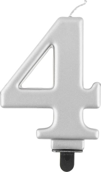 Picture of GoDan wieczka urodzinowa "4" srebrna 8cm