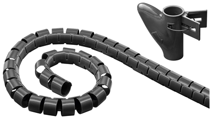 Attēls no Goobay | 2.5 m robust spiral wire management system   string plastic cable duct with a diameter of 20 mm length of 2.5 m can be adjusted by cutting with scissors comes with easy-insert tool  Technical specifications  Cable  Cable type  coiled cable   Gene