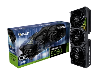 Attēls no Graphics Card|PALIT|NVIDIA|GeForce RTX 5080|2295 MHz|16 GB|GDDR7|256 bit|PCI Express 5.0|Active|NE75080S19T2-GB2031A