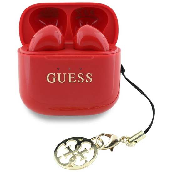 Изображение TWS Guess Glossy Effect Printed Classic Logo & Charm Red Headphones