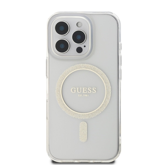 Изображение Guess IML Glitter Ring MagSafe Case for iPhone 16 Pro Max / Transparent