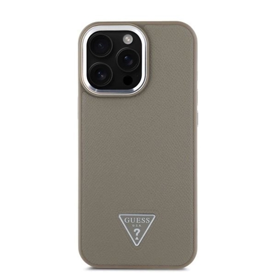 Изображение Guess PU Grained Triangle Logo MagSafe Case for iPhone 16 Pro Max / Brown