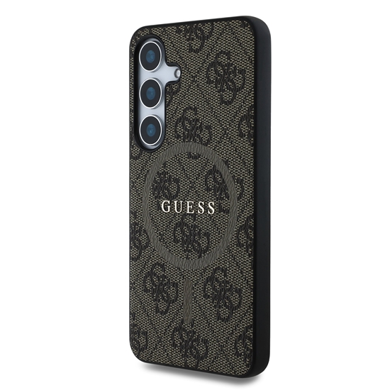 Изображение Guess PU Leather 4G Colored Ring MagSafe Case for Samsung Galaxy S25 / Brown