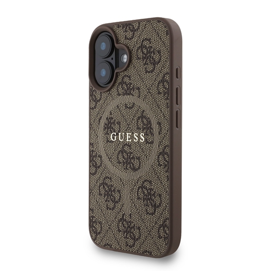 Изображение Guess PU Leather 4G Colored Ring Strap MagSafe Case for iPhone 16 / Brown