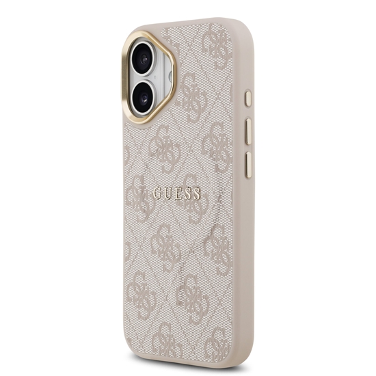 Изображение Guess PU Leather 4G Gold Frame MagSafe Case for iPhone 17 / Pink