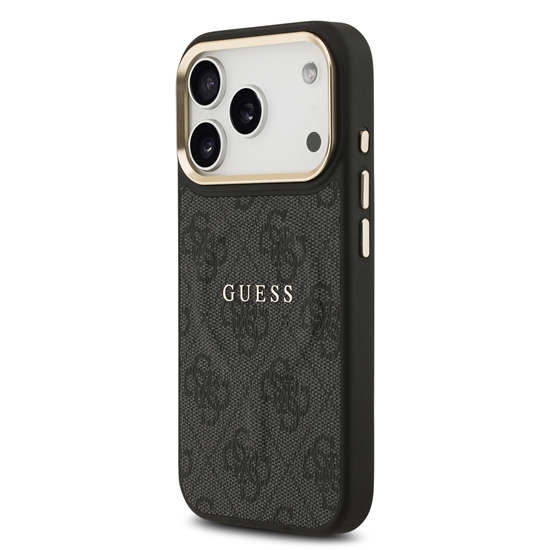 Изображение Guess PU Leather 4G Gold Frame MagSafe Case Чехол для Apple iPhone 17 Pro
