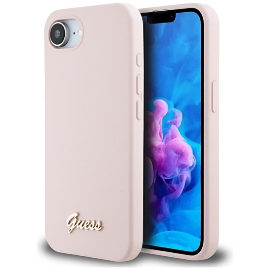 Picture of Guess Silicone Script Metal Logo MagSafe Case for Apple iPhone 16E