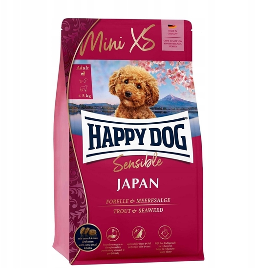 Picture of Happy Dog Mini XS Japan, sucha karma, dla dorosych psów do 5 kg, pstrg i algi, 300 g
