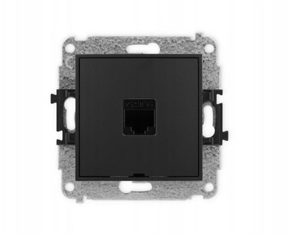 Attēls no ICON Mechanizm gniazda komputerowego pojedynczego 1xRJ45, kat. 6, 8-stykowy, bez pola opisowego czarny mat 12IGKBO-3