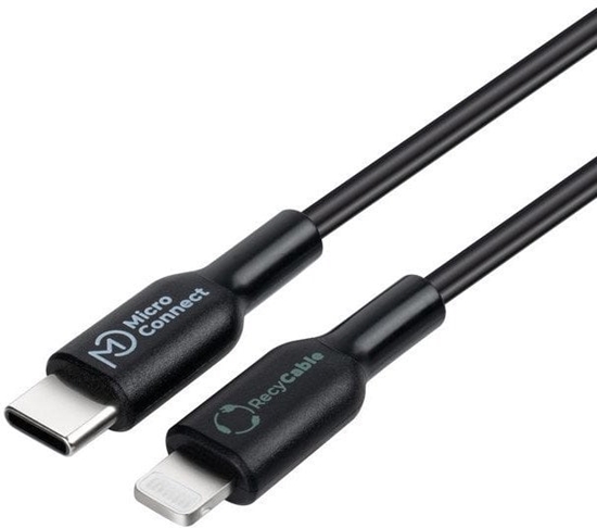 Изображение Kabel USB MicroConnect USB-C - Lightning 1 m Czarny (ECO-USB3.1CL1*)