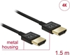 Изображение Kabelis HS HDMI ar tīklu., M/M, 3D, 4K,Slim Premium, 1.5m, melns, Delock