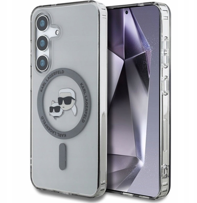 Изображение Karl Lagerfeld Button Karl & Choupette Heads Printed Logo MagSafe Case for Samsung Galaxy S25