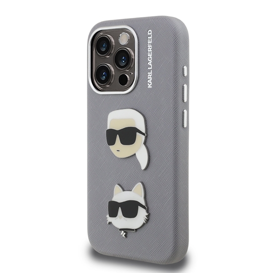 Picture of Karl Lagerfeld Grained PU K&CH Heads Case for Apple iPhone 15 Pro