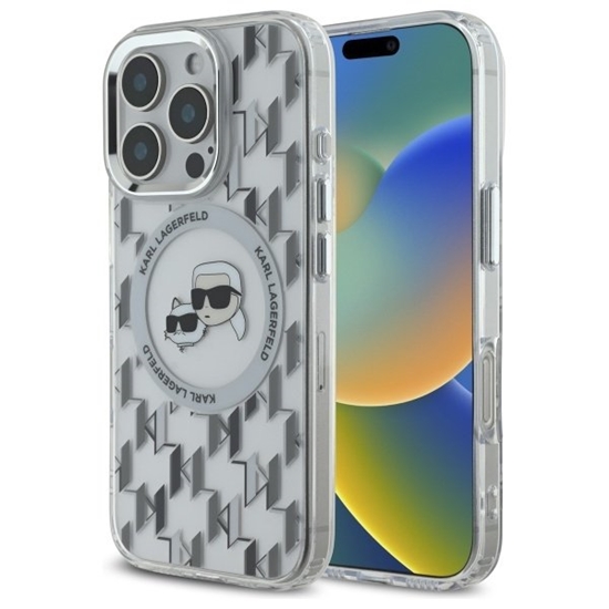 Picture of Karl Lagerfeld Hard IML Monogram Karl&Choupette Head MagSafe Case for Apple iPhone 16 Pro