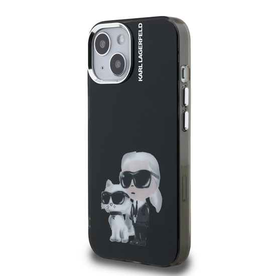Picture of Karl Lagerfeld IML Aquarelle Karl and Choupette Case for iPhone 15 / Black