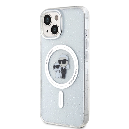 Picture of Karl Lagerfeld IML Glitter Karl and Choupette MagSafe Case for iPhone 15 / transparent