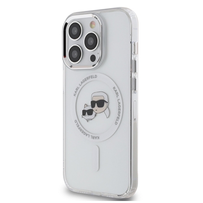 Attēls no Karl Lagerfeld IML K&CH Heads Metal Frame MagSafe Case for iPhone 15 Pro Max / Transparent