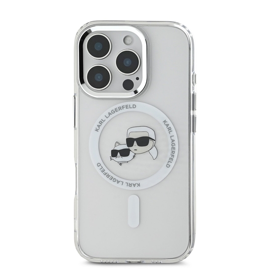 Изображение Karl Lagerfeld IML K&CH Heads Metal Frame MagSafe Case for iPhone 16 Pro Max / Transparent
