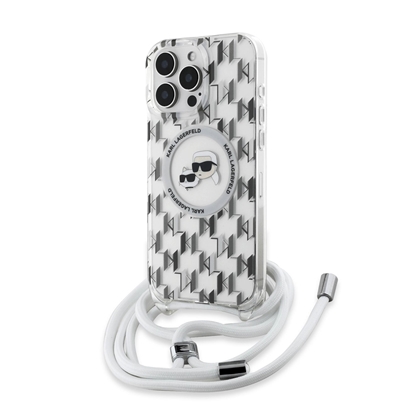 Изображение Karl Lagerfeld IML Monogram Crossbody K&CH Heads MagSafe Case for iPhone 16 Pro / Transparent