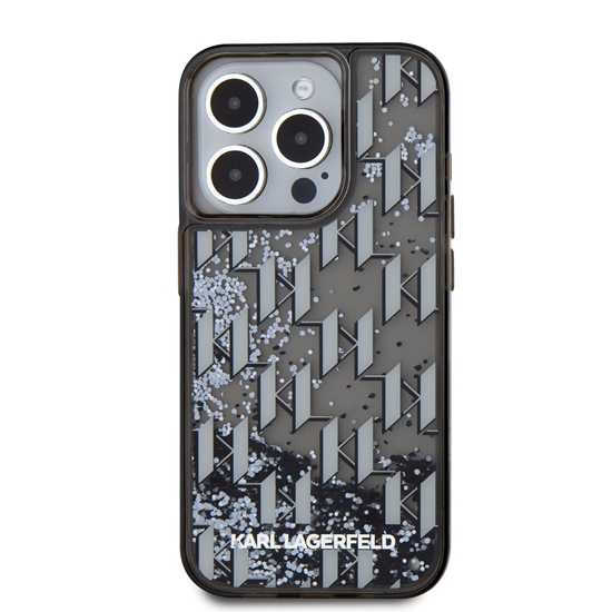 Picture of Karl Lagerfeld Liquid Glitter Monogram Gradient Case for iPhone 15 Pro / Black