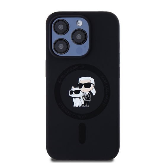 Изображение Karl Lagerfeld Liquid Silicone Karl and Choupette MagSafe Case for iPhone 15 Pro / black