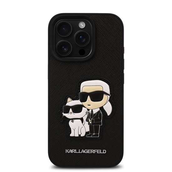 Picture of Karl Lagerfeld PU Saffiano Karl and Choupette Case for iPhone 16 Pro Max / black