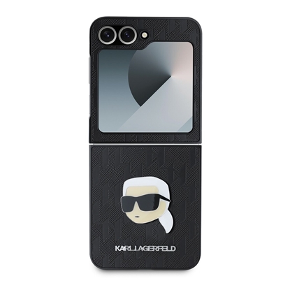 Изображение Karl Lagerfeld PU Saffiano Monogram Karl Head Case for Samsung Galaxy Z Flip 6/7 FE / Black