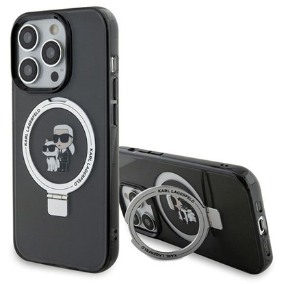 Изображение Karl Lagerfeld Ring Stand Karl&Choupettte MagSafe Back Case for Apple iPhone 15 Pro