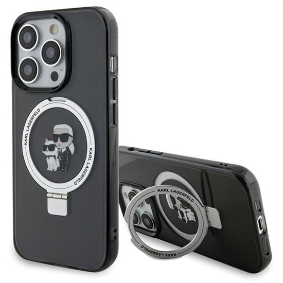 Picture of Karl Lagerfeld Ring Stand Karl&Choupettte MagSafe Back Case for Apple iPhone 15 Pro