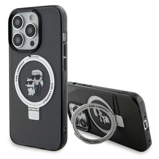 Picture of Karl Lagerfeld Ring Stand Karl&Choupettte MagSafe Back Case for Apple iPhone 15 Pro Max