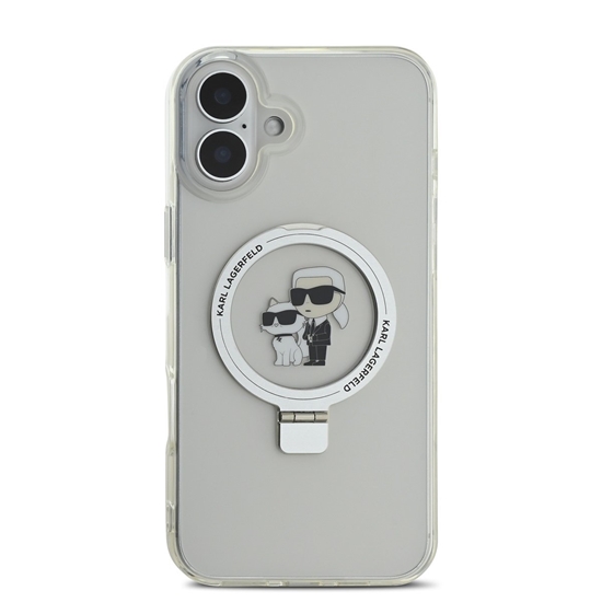 Изображение Karl Lagerfeld Ringstand Karl and Choupette MagSafe Case for iPhone 16 / white
