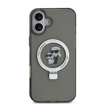 Изображение Karl Lagerfeld Ringstand Karl and Choupette MagSafe Case for iPhone 16 Plus / Black