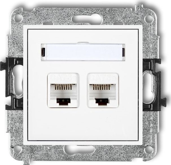 Picture of Karlik MINI Gniazda komputerowe podwójne 2xRJ45, kat. 5e, 8-stykowy biay MGK-2