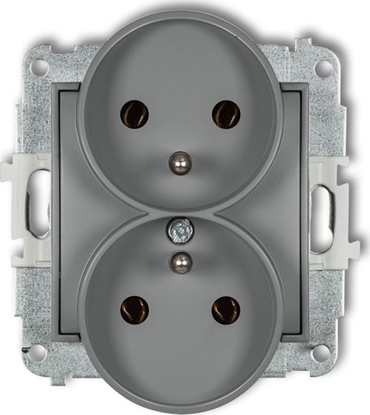 Attēls no Karlik MINI Gniazdo podwójne z/u szary mat 27MGPR-2z