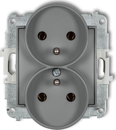 Picture of Karlik MINI Gniazdo podwójne z/u szary mat 27MGPR-2z