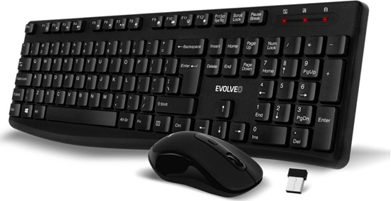 Picture of Klawiatura + mysz Evolveo Set klawiatura i mysz K1050, Bezprzewodowa 2.4GHz, US INTL, czarny