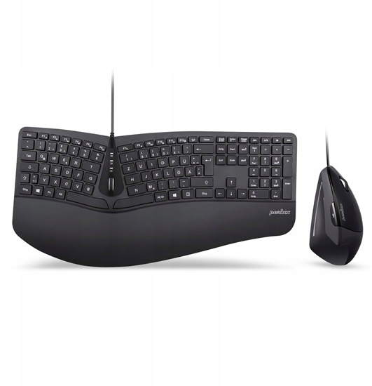 Picture of Klawiatura + mysz Perixx Perixx PERIDUO-505B, DE, wired USB ergonomic split keyboard and vertical mouse combo, black