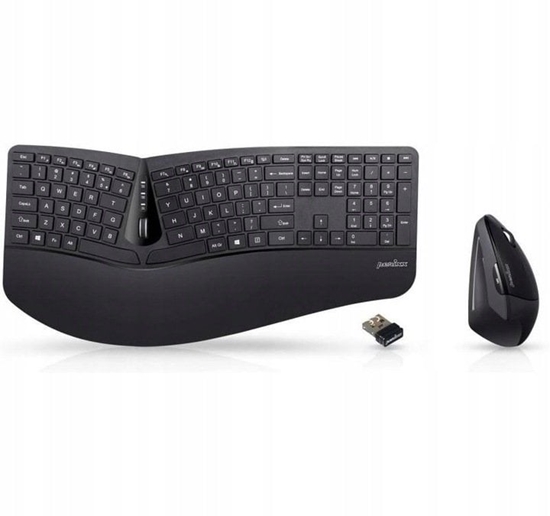 Picture of Klawiatura + mysz Perixx Perixx PERIDUO-606A DE, 3-in-1 keyboard and mouse set, wireless, ergon., black
