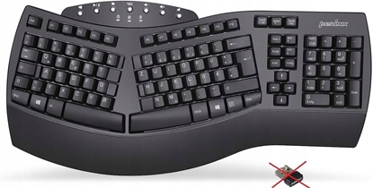 Picture of Klawiatura Perixx Perixx PERIBOARD-612B DE, ergonomic keyboard, dual mode, wireless/Bluetooth, Windows/Mac, black